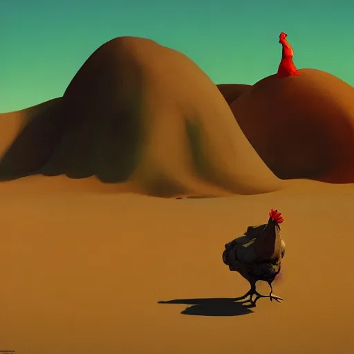 Image similar to cyborg chickens in the desert, Masterpiece, Edward Hopper and James Gilleard, Zdzislaw Beksinski, Mark Ryden, Wolfgang Lettl, hints of Yayoi Kasuma, octane render, 8k.