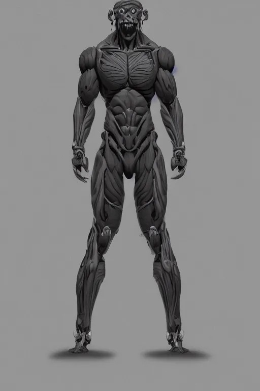 Image similar to symmetry!! full body human anatomy concept, medusa, gun metal grey, cyborg, gorilla arms, digital art, in the style of ben lol, brian sum, ramil sunga, herbert lowis, furio tedesschi, christopher cao, artstation, pinterest, deviantart, photoshop, octane render, unreal engine