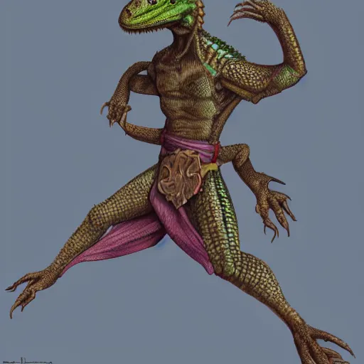 Image similar to A lizard humanoid fighter