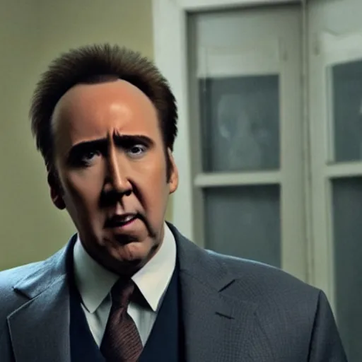 Image similar to nicolas cage as homelander in the boys