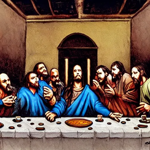 Prompt: The Last Supper by Simon Bisley