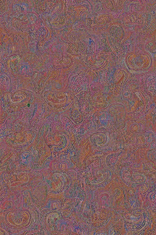 Prompt: beautiful digital matte pastel paisley pattern is an ornamental textile design using the boteh greg rutkowski artstation