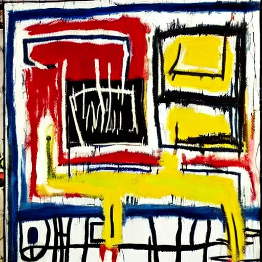 Image similar to a painting jean - michel basquiat did when he was deeply schizophrenic