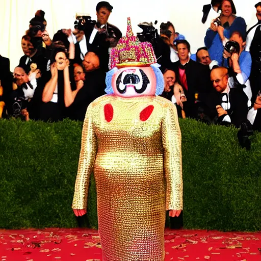 Prompt: photo of humpty dumpy at the met gala