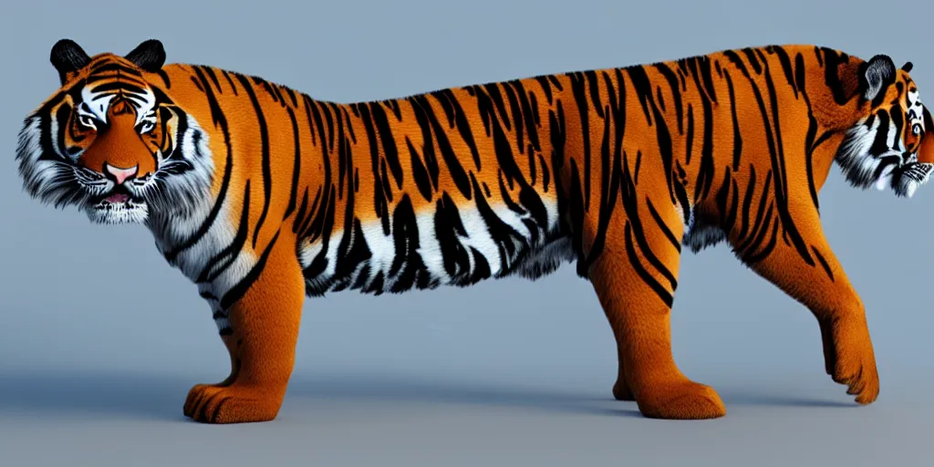 Lexica - Tiger using technology, 3d render