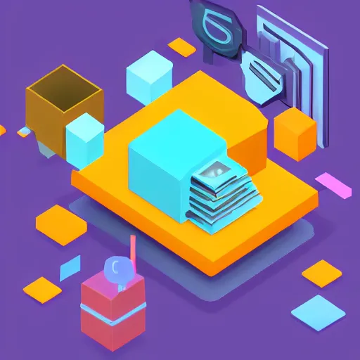 Prompt: 3d rendering of a colorful icon of machine learning, isometric