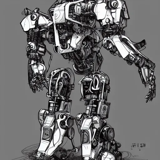 Image similar to humanoid mech by Kim Jung Gi