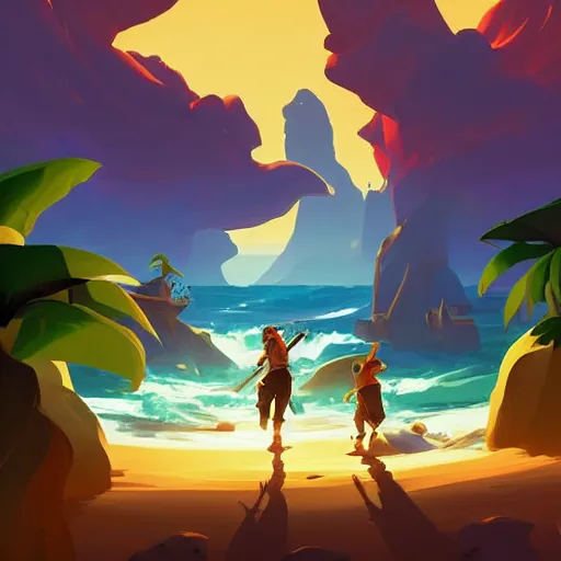 Image similar to painting treasure on sea of thieves game smooth median photoshop filter cutout vector, behance hd by jesper ejsing, by rhads, makoto shinkai and lois van baarle, ilya kuvshinov, rossdraws global illumination