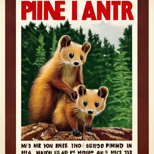 Prompt: pine marten propaganda poster