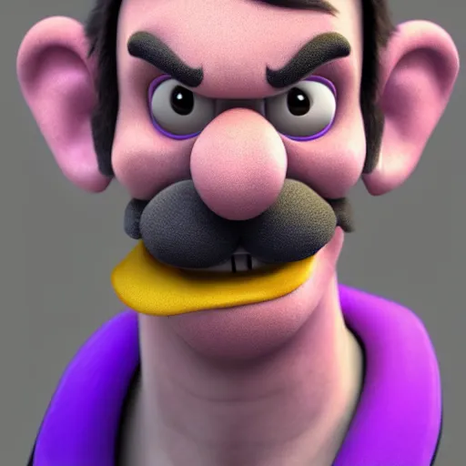 Image similar to stunning award winning hyperrealistic hdr 8 k highly detailed portrait photo of waluigi as a real human