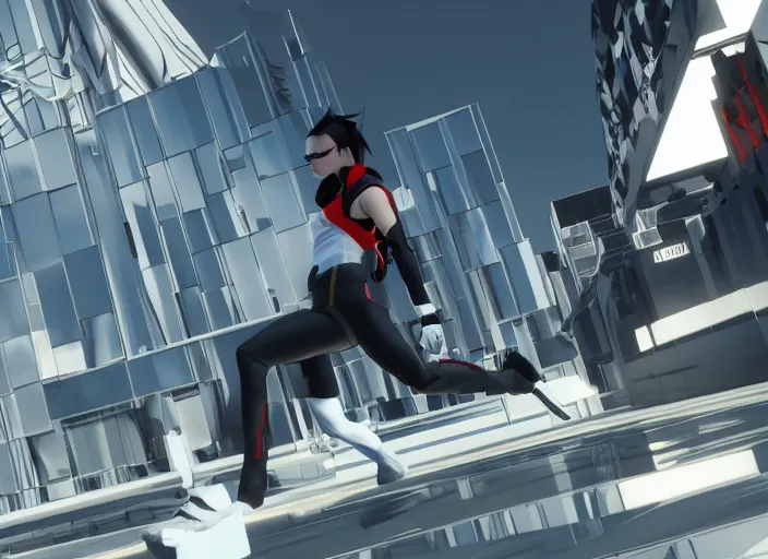 Prompt: mirror's edge in the style of hideo kojima's pt, screenshot