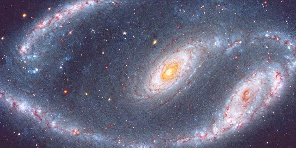 Prompt: view of the spiral galaxy from the deep space, dark space, stars, kodak gold 2 0 0, megapixel