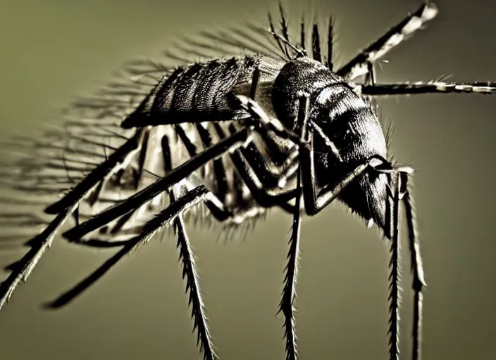 Image similar to close up of mosquito, wildlife photography, nikon d 7 5 0, macro view, super - resolution microscopy, closeup, zoom, shutter speed 1 / 1 0 0 0, f / 2. 8, 3 2 k, ultra - hd, super - resolution, natural lighting, insanely detailed and intricate, hypermaximalist, elegant, ornate, hyper realistic, super detailed