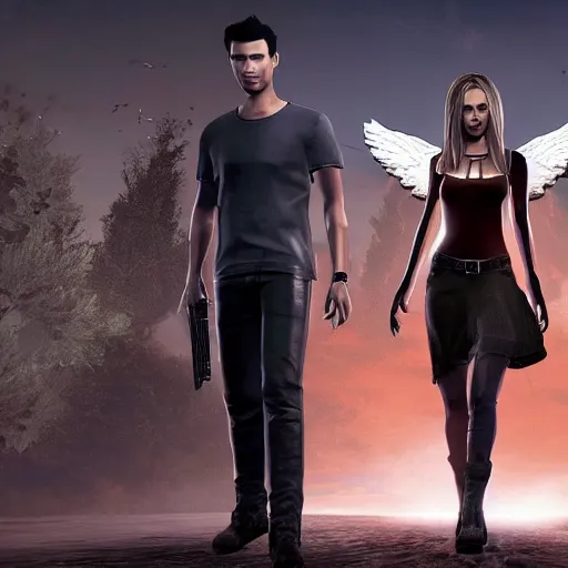 Prompt: high quality screenshot of upcoming Angel (BTVS) video game for PS5, Xbox Series X and PC