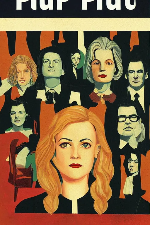 Prompt: Pulp book cover of Twin Peaks artwork by RAB