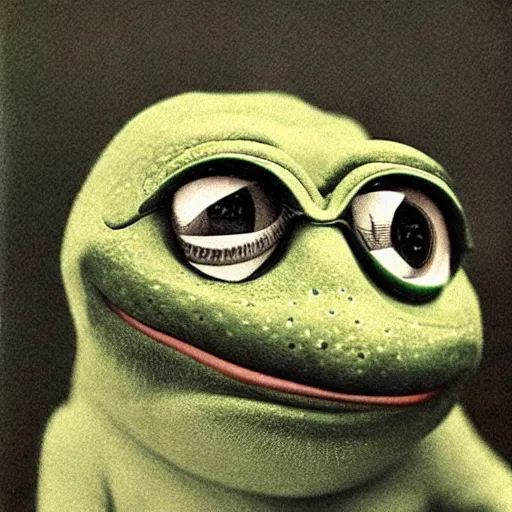 Image similar to pepe the frog, 1 9 th century photography