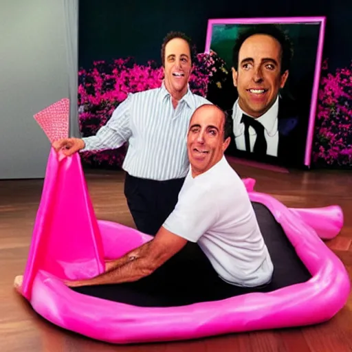 Prompt: jerry seinfeld being born out of a pink taco award winning photography