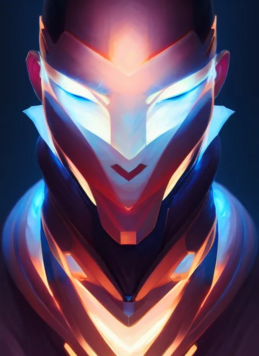 Image similar to symmetry!! portrait of yasuo, league of legends, tech wear, glowing lights!! intricate, elegant, highly detailed, digital painting, artstation, concept art, smooth, sharp focus, illustration, art by artgerm and greg rutkowski and alphonse mucha