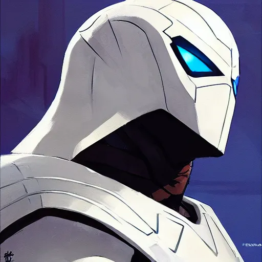 Image similar to greg manchess portrait painting of armored moon knight mixed with ultraman and nightwing as overwatch character, medium shot, asymmetrical, profile picture, organic painting, sunny day, matte painting, bold shapes, hard edges, street art, trending on artstation, by huang guangjian and gil elvgren and sachin teng