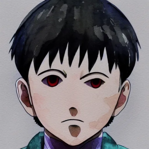 Image similar to A watercolor portrait of a character from Mob Psycho 100, 4k, in the style of Berserk, trending on artstation, tasteful, bokeh, hyperrealistic, highly detailed, good proportions