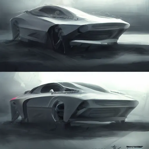 Image similar to redesigned old car as new, elegant, digital painting, concept art, smooth, sharp focus, art style from Wang Ke and Greg Rutkowski and Bruce Kaiser and Scott Robertson and Dmitry Mazurkevich and Doruk Erdem and Jon Sibal, small style cue from Blade Runner and Minority Report and iRobots