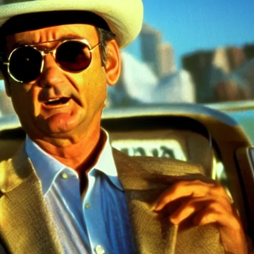 Image similar to bill murray in fear and loathing in las vegas, movie still, promotional shot