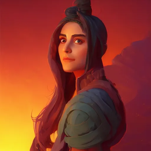 Image similar to female portrait, maya ali mage, gloomhaven, dynamic lighting, gaudy colors, octane render aesthetic, matte painting concept art, official fanart behance hd artstation by jesper ejsing, by rhads and makoto shinkai and lois van baarle and ilya kuvshinov and rossdraws