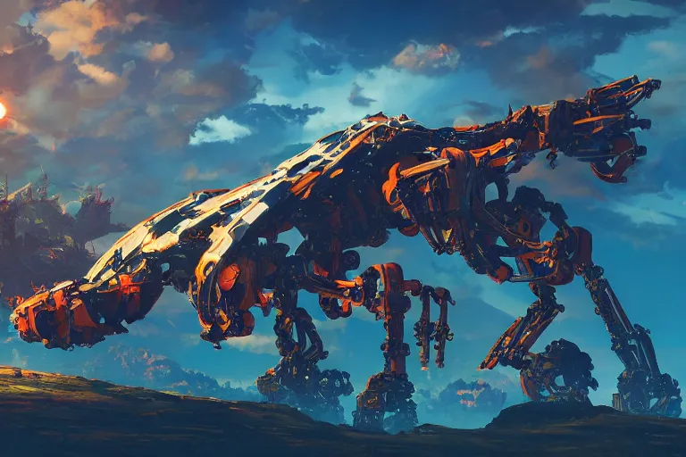 Image similar to sunwing machine mecanical creature robot of horizon forbidden west horizon zero dawn radiating a glowing aura global illumination ray tracing hdr fanart arstation by ian pesty and alena aenami artworks in 4 k