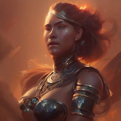 Image similar to a beautiful portrait of a iron goddess, a detailed painting by greg rutkowski and raymond swanland, featured on cgsociety, fantasy art, detailed painting, artstation hd, photorealistic