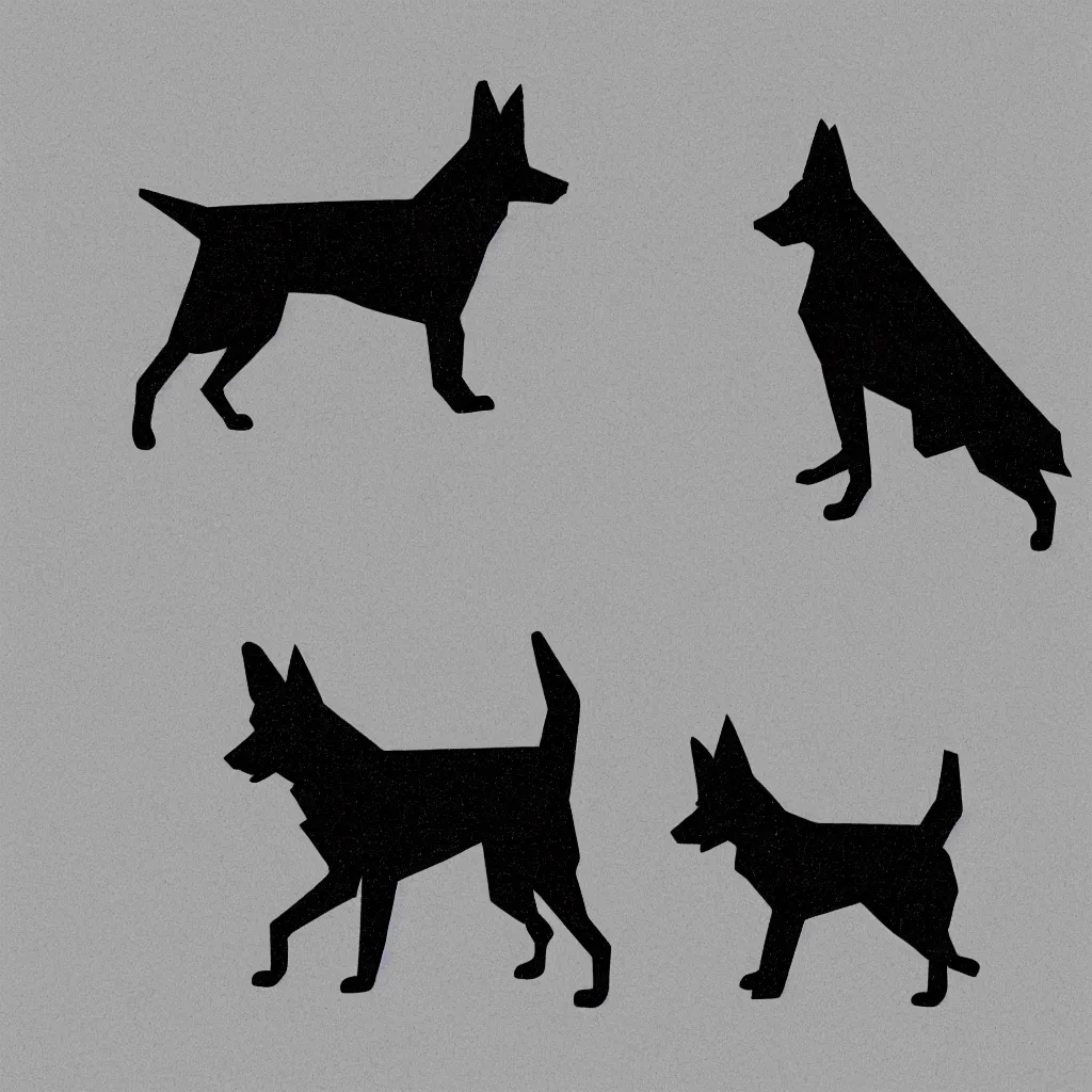 Prompt: illustration of chinese tangram of german shepherd silhouette, 2 d image
