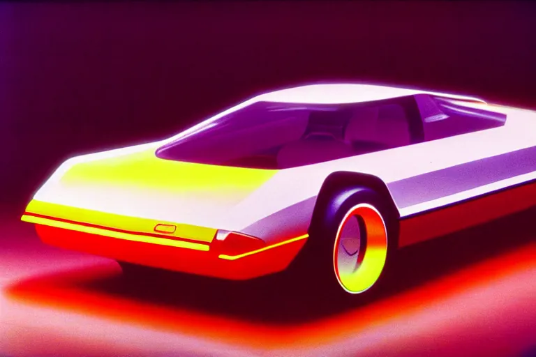 Image similar to designed by giorgetto giugiaro stylized poster ford taurus concept, thick neon lights, ektachrome photograph, volumetric lighting, f 8 aperture, cinematic eastman 5 3 8 4 film