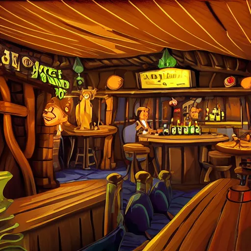 Image similar to secret of monkey island background, pub interior