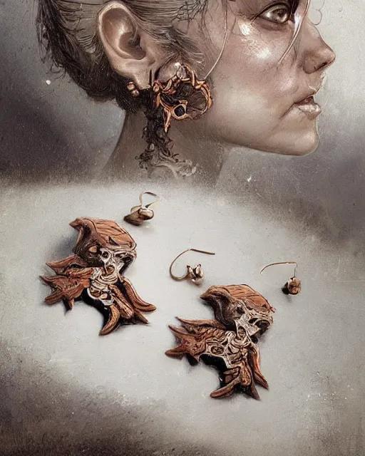 Image similar to cute funny ghost, 2 d lasercut wood earrings, ultra realistic, concept art, intricate details, highly detailed by greg rutkowski, gaston bussiere, craig mullins, simon bisley