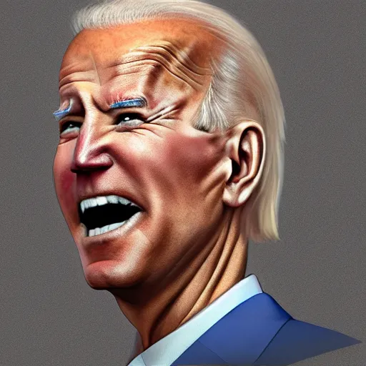 Image similar to A giant join in the joe biden's mouth, smoke, amazing detail, realistic digital art, artstation