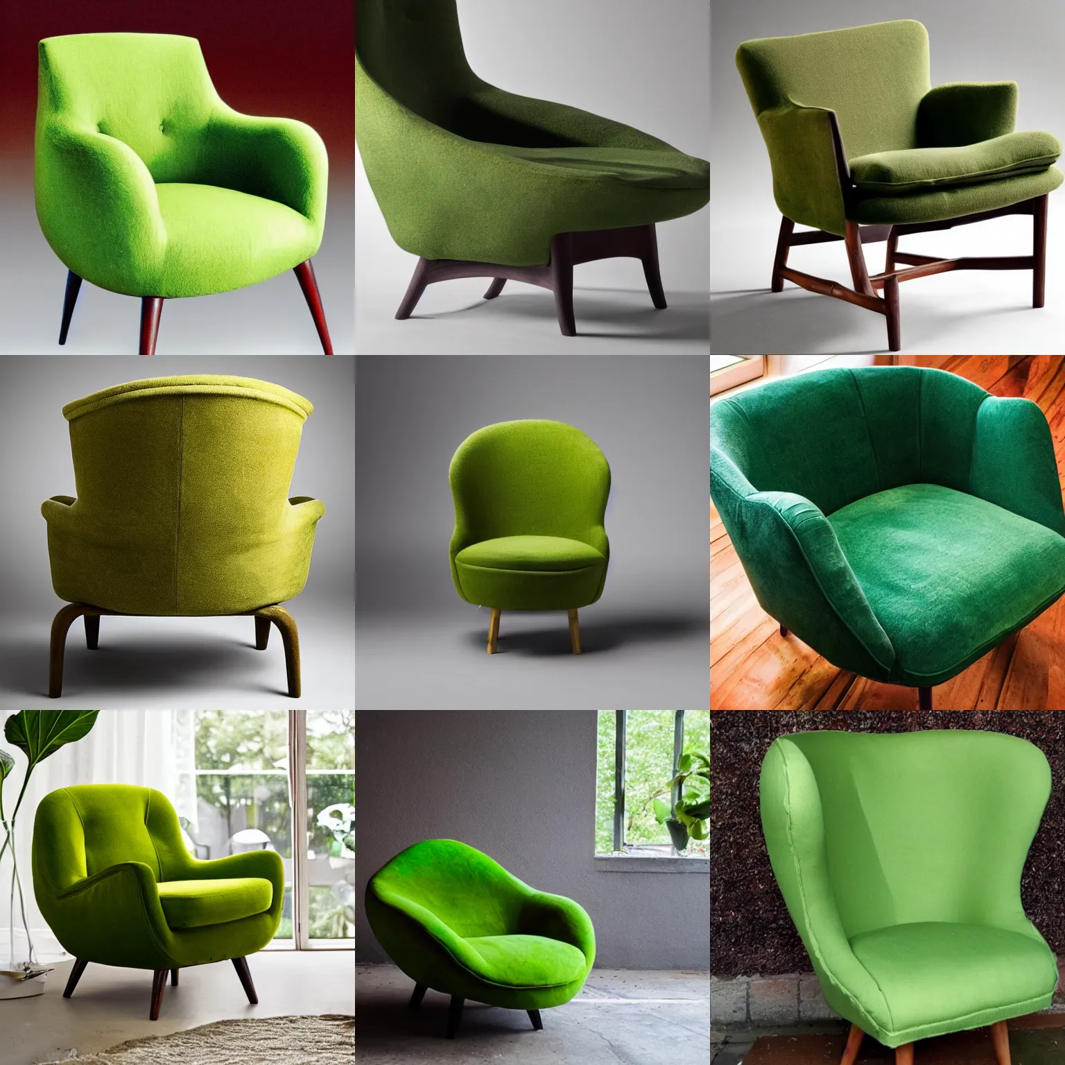 Prompt: an armchair made from an avocado
