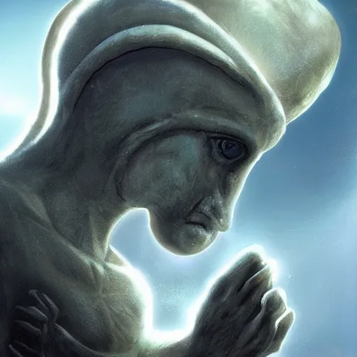 Image similar to A realistic photo of the god of aliens