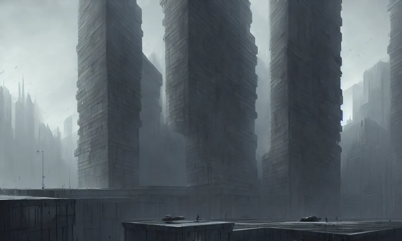 Image similar to brutalist architecture, raphael lacoste, eddie mendoza, alex ross, concept art, matte painting, highly detailed, rule of thirds, dynamic lighting, cinematic, detailed, denoised, centerd