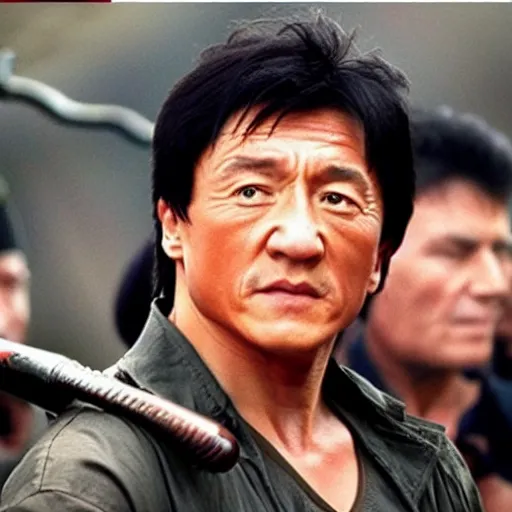 Prompt: Jackie Chan as part of the Expendables