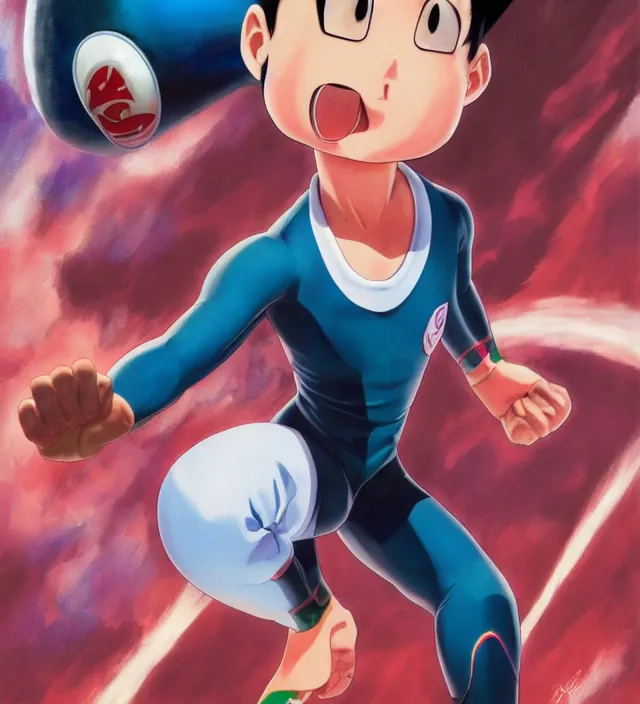 Image similar to hd manga anime portrait of a hero in ishikawa ken toriyama miyazaki astroboy alex ross style detailed trending award winning on flickr artstation