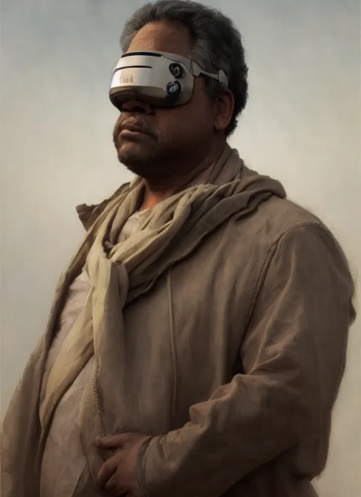 Image similar to Stephen McKinley Henderson as thufir hawat, human computer, VR headset, digital art from artstation by Ruan Jia and Mandy Jurgens and Artgerm and william-adolphe bouguereau