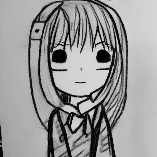 crayon drawing of anime girl by a kindergarden student, Stable Diffusion