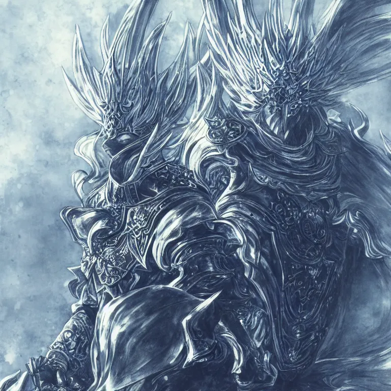 Prompt: Portrait of The Nameless King detailed illustration by Yoshitaka Amano