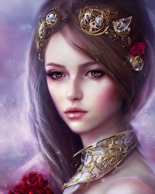 Image similar to a beautiful female fantasy portrait by Laura Sava