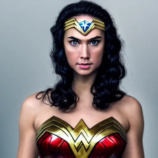 Prompt: still of Wonder Woman, 50% Mediterranean, stunning closeup, 35mm F/1.2