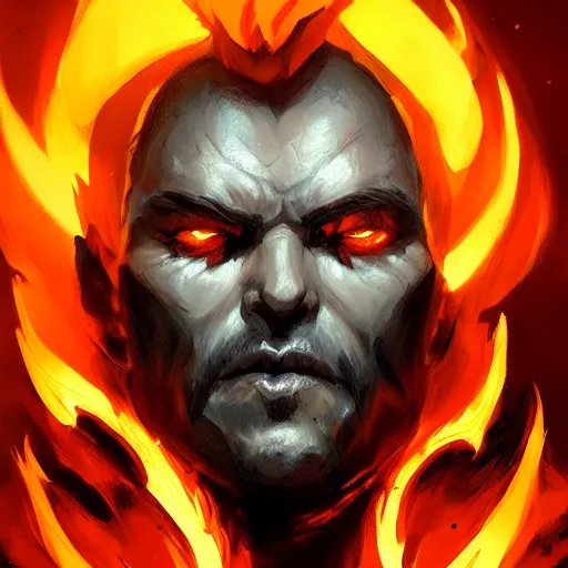 Prompt: ragnaros portrait trending on artstation, painted by greg rutkowski