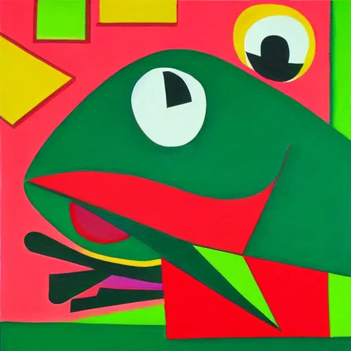 Image similar to kermit the frog as a cubist painting