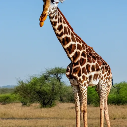 Prompt: a giraffe with 1 2 necks