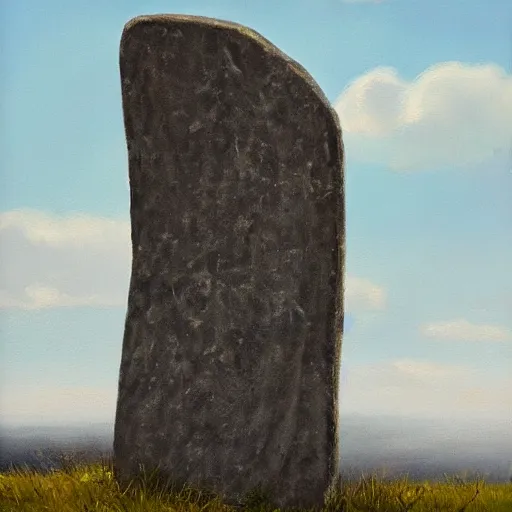 Prompt: runestone, monument, megalithic, oil painting