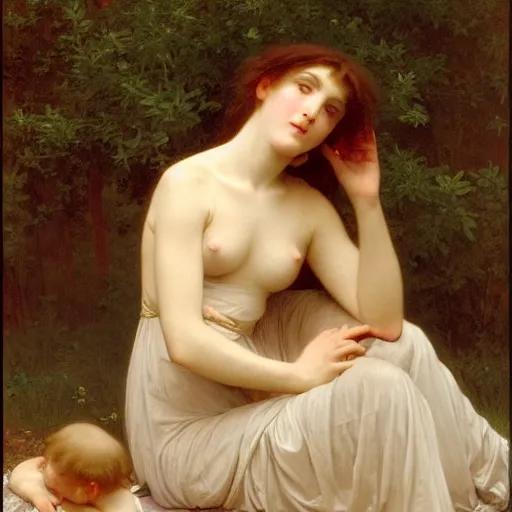 Image similar to good night! in the style of william bouguereau, alexandre cabanel, jules joseph lefebvre oil on canvas, 1 8 6 0, 4 k resolution