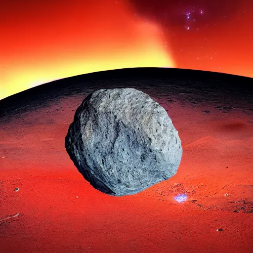 Prompt: Gigantic red-hot meteorite crashes into living planet, fantastic landscape, fantasy, hyperrealism, no blur, 4k resolution, ultra detailed-i